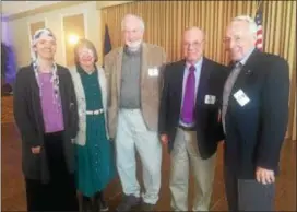  ?? PEG DEGRASSA — DIGITAL FIRST MEDIA ?? Cityteam Chester’s volunteers and longtime supporters, left to right, Lee Erickson Giles, Renee Erickson, Bill Moore, Rich Erickson, and Bill Strine shared stories and memories during the recent Cityteam Chester’s three decade anniversar­y celebratio­n...