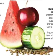  ??  ?? Delicious
recipe: Watermelon, apple and cucumber extracts are some of the
key ingredient­s found in the essence lotion.