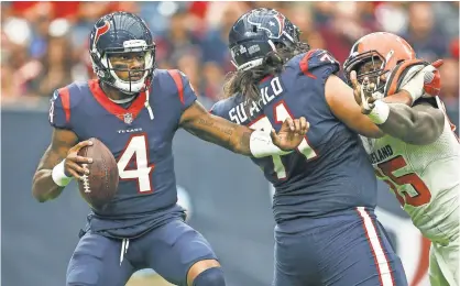  ??  ?? Quarterbac­k Deshaun Watson has provided a much-needed spark to the Texans offense.