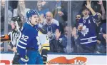  ?? STEVE RUSSELL TORONTO STAR ?? Leafs defenceman Igor Ozhiganov scores his first NHL goal in a 4-2 win over Boston.