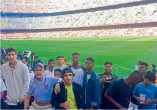  ??  ?? Members of the winning duFC Streets Cup at the venue of the Barcelona versus Villareal match.