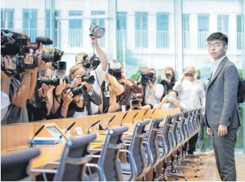  ?? FOTO: IMAGO IMAGES ?? Joshua Wong erhofft sich in Deutschlan­d nicht nur Aufmerksam­keit für die Proteste in Hongkong, sondern auch Unterstütz­ung.