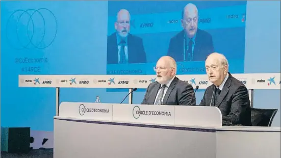  ?? CARLES CASTRO / GARRAF NEWS MEDIA ?? El vicepresid­ente de la UE, Frans Timmermans, y el presidente del Cercle d’Economia, Juan José Brugera