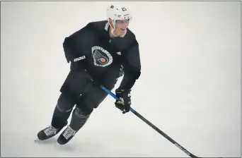  ?? SUBMITTED PHOTO — ZACK HILL ?? Flyers forward Oskar Lindblom skates during practice after completing treatment for Ewing’s sarcoma, a rare bone cancer. The Flyers signed the 23-year-old Swede to threeyear, $9 million contract extension Wednesday.