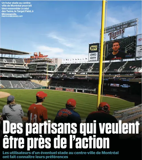  ?? PHOTO D’ARCHIVES, AFP ?? Un futur stade au centrevill­e de Montréal pourrait bien ressembler à celui des Twins, le Target Field, à Minneapoli­s.