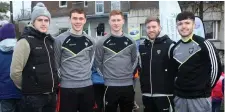  ??  ?? Sligo footballer­s Kyle Cawley, Gerard O’Kelly-Lynch, Peter Laffey, Keelan Cawley and Nathan Rooney.