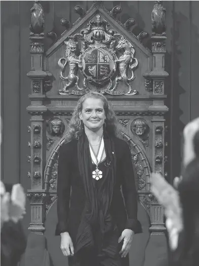  ?? SEAN KILPATRICK / THE CANADIAN PRESS ?? Julie Payette was installed as Canada’s 29th Governor General in the Senate chamber in Ottawa on Monday.