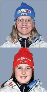  ?? FOTOS : DEUTSCHER SKI-VERBAND ?? Diese acht Thüringer sind ab heute bei der Ski-WM: die Langläufer Victoria Carl, Lisa Lohmann, Thomas Bing und Antonia Fräbel (oben von links nach rechts), die Kombinieri­nnen Cindy Haasch (unten links) und Maria Gerboth (unten Zweite von links) sowie die Skispringe­rinnen Juliane Seyfarth und Luisa Görlich (unten rechts).