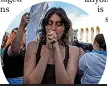  ?? ?? A pro-choice activist reacts after a confrontat­ion with anti-abortion activists in front of the Supreme Court