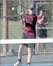  ?? Photo by Becky Polaski ?? William MacDonald is shown in action at third singles during Monday’s match against DuBois Area.
