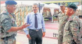  ?? PTI ?? Northern Command chief Lt Gen Upendra Dwivedi (right) in Jammu on Friday.