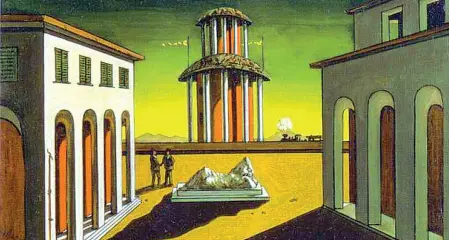  ??  ?? Enigmi Giorgio de Chirico, «Piazza d’Italia» (1913)