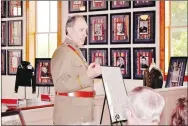  ??  ?? Javin Stull, a former U.S. Army officer, performs a Harry S. Truman reenactmen­t for a crowd in the courtroom at the McDonald County Museum on Saturday, May 25.