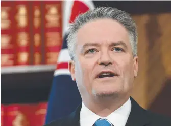  ?? Picture: AAP IMAGE/JAMES ROSS ?? Mathias Cormann is puttng pressure on Labor to support the tax cuts.