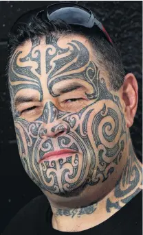 ?? PHOTO: JOHN COSGROVE ?? Reformed . . . Jamie Addison shows his fullface moko, which represents his Maori culture and the journey he took to turn his life around.