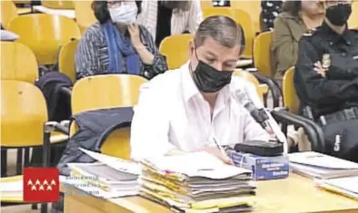  ?? TRIBUNAL SUPERIOR DE JUSTICIA DE MADRID ?? César Román, ayer, durante la segunda sesión del juicio por asesinato que se sigue contra él en Madrid.