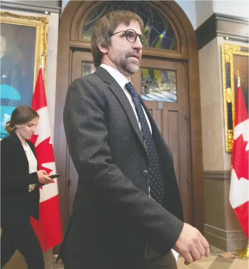  ?? ADRIAN Wyld / THE CANADIAN PRESS FILES ?? Minister of Canadian Heritage Steven Guilbeault defended a department official Friday over a job offer to public servants by Facebook when taken to task by the opposition in a House of Commons committee meeting.
