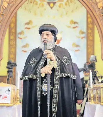  ?? FOTO: DPA ?? Bischof Tawadros II. – seit 2012 koptischer Patriarch von Alexandrie­n und Papst des Stuhls des heiligen Markus.