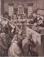  ?? ?? Prisoners on trial at the Old Bailey in the late 18th century