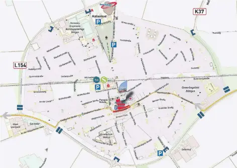  ?? GRAFIK: STADT ?? Die Tour rollt über Novesia- und Gladbacher Straße. Für Besucher des Fests auf dem Rathauspla­tz stehen insgesamt 500 Parkplätze zur Verfügung.