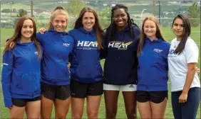  ?? Special to The Daily Courier ?? The women’s soccer rookie class for 2019 is, from left, Yvonne Manwarring, Hailey Wright, Catriona McFadden, Alex Green, Aspen Marsden and Luisa Rodriguez.