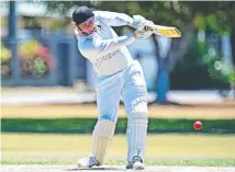  ?? Sub Parks batsman Chris Gartrell plays a shot. ??