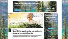  ??  ?? Pot producer Tilray has placed ads on the home page of Thegrowtho­p.com, a marijuana news website operated by Postmedia. Postmedia is investing on L.a.-based PRØHBTD to help cannabis companies market their brands.