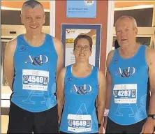  ??  ?? A&D’s Ed Rodger, Helen Weeden and Steve Hickman, A&D at the Lanzarote Marathon