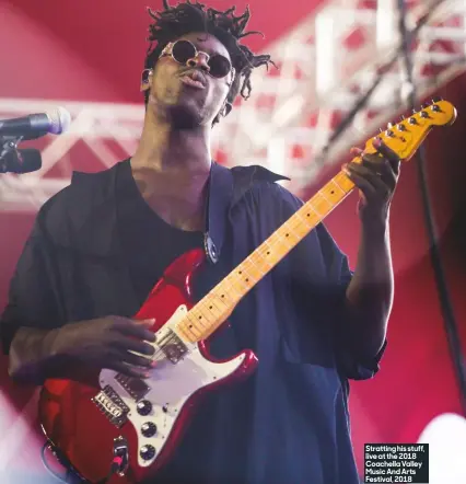  ??  ?? Stratting his stuff, live at the 2018 Coachella Valley Music And Arts Festival, 2018