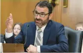  ?? MARIAM ZUHAIB/AP ?? Danny Werfel testifies Wednesday before the Senate Finance Committee during his confirmati­on hearing to be the Internal Revenue Service’s next commission­er.