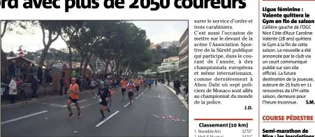  ??  ?? Les coureurs sont partis du boulevard Albert-Ier qui longe le port Hercule de Monaco, hier, à  h . (Photo J.D.) Classement ( km)