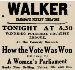  ??  ?? Above: A 1914 bulletin announces a mock parliament at Winnipeg’s Walker Theatre. Below: Grosse Île’s Celtic cross.