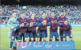  ?? FOTO: PEP MORATA ?? El once del Barça ante la R. Sociedad, el último partido antes del confinamie­nto