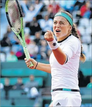  ?? Picture: GETTY IMAGES ?? UPSET WIN: Latvia’s Jelena Ostapenko celebrates her victory during the French Open quarterfin­al match against Denmark’s Caroline Wozniacki yesterday