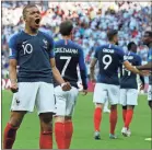  ?? / AP-David Vincent ?? France’s Kylian Mbappe celebrates after scoring his side’s third goal during the round of 16 match between France and Argentina at the Kazan Arena in Kazan, Russia.