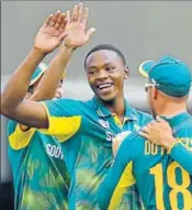  ?? AP ?? Kagiso Rabada rocked England with four quick wickets in the final ODI at Lord’s on Monday. England won the series 21.