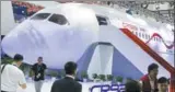  ?? ZHANG WEI / CHINA DAILY ?? A life-size model of China’s CR929 widebody passenger aircraft is displayed at the China Internatio­nal Aviation and Aerospace Exhibition — the Zhuhai Airshow — in Zhuhai, Guangdong province, on Wednesday. The real aircraft are expected to begin test flights by 2023.