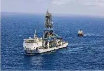  ?? New York Times file photo ?? A ship with Exxon Mobil drills near Guyana in 2018. Hess Corp. just made a discovery, its 18th, in the Stabroek Block.