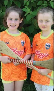  ?? ALL PHOTOS BY SHEILA FITZGERALD ?? Tara Flynn, Millstreet, and Fay Alice O’ Sullivan, Mallow, learned new hurling skills at the Dromtariff­e Kellogg’s GAA Cúl Camp.