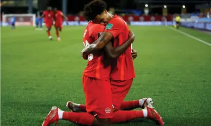  ?? ?? Tajon Buchanan and Jonathan David celebrate a goal against El Salvador. Photograph: Vaughn Ridley/Getty Images