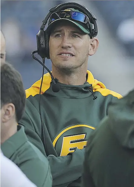  ?? KEVIN KING ?? Eskimos head coach Jason Maas faces the tough task of cutting his roster down to 46 players before Saturday night, a job made tougher by what he says is an unusually deep pool of talent this year.