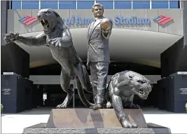  ?? CHUCK BURTON — THE ASSOCIATED PRESS FILE ?? A statue of former Carolina Panthers owner Jerry Richardson stands outside an entrance to Bank of America Stadium in Charlotte, N.C., in 2018. The statue was removed from in front of the team’s stadium Wednesday.