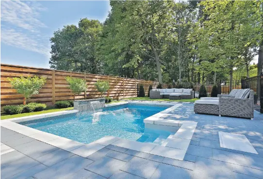  ?? PHOTOS (2): COURTESY OF TREVI ?? A backyard pool is a popular gathering place during summer months, and adds to the ambience of a home’s outdoor space.