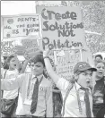  ?? ANI ?? ■ School students take part in a climate change rally, New Delhi, September 27