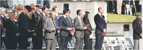  ??  ?? William (front right) and Ardern (front second right) attend the Anzac Day service at Auckland War Memorial Museum. — AFP photo
