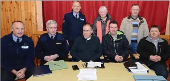  ??  ?? At the Aubane Community Alert meeting were Garda John Crowley; Inspector Brian Murphy, Bernard Crowley, John F Kelleher, Donal Kelleher, Sergeant Paul Lynch, Dolores Goggin and John O’Sullivan.