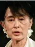  ?? ?? BRITAIN led condemnati­on last night of Myanmar’s junta after Aung San Suu Kyi was convicted in the first of a raft of cases against her.
In a trial decried as a ‘sham’ by the UN, the ousted leader, pictured, was jailed for two years for inciting dissent and breaching Covid rules. Foreign Secretary Liz Truss said the sentence was ‘another appalling attempt by Myanmar’s military regime to stifle opposition’.