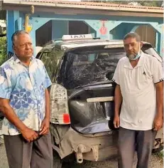  ?? Photo: Waisea Nasokia ?? Fiji Taxi Associatio­n treasurer Bal Naidu (left), and Taxi operator/driver Altaf Khan in Nadi.