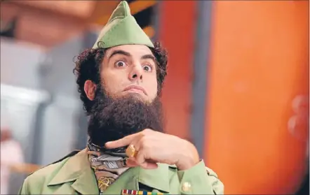  ??  ?? Off with his head: Sacha Baron Cohen’s latest satire The Dictator lays waste to western and eastern politics – but it also wastes a good idea on witless, lazy observatio­ns.