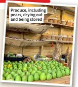  ?? ?? Produce, including pears, drying out and being stored